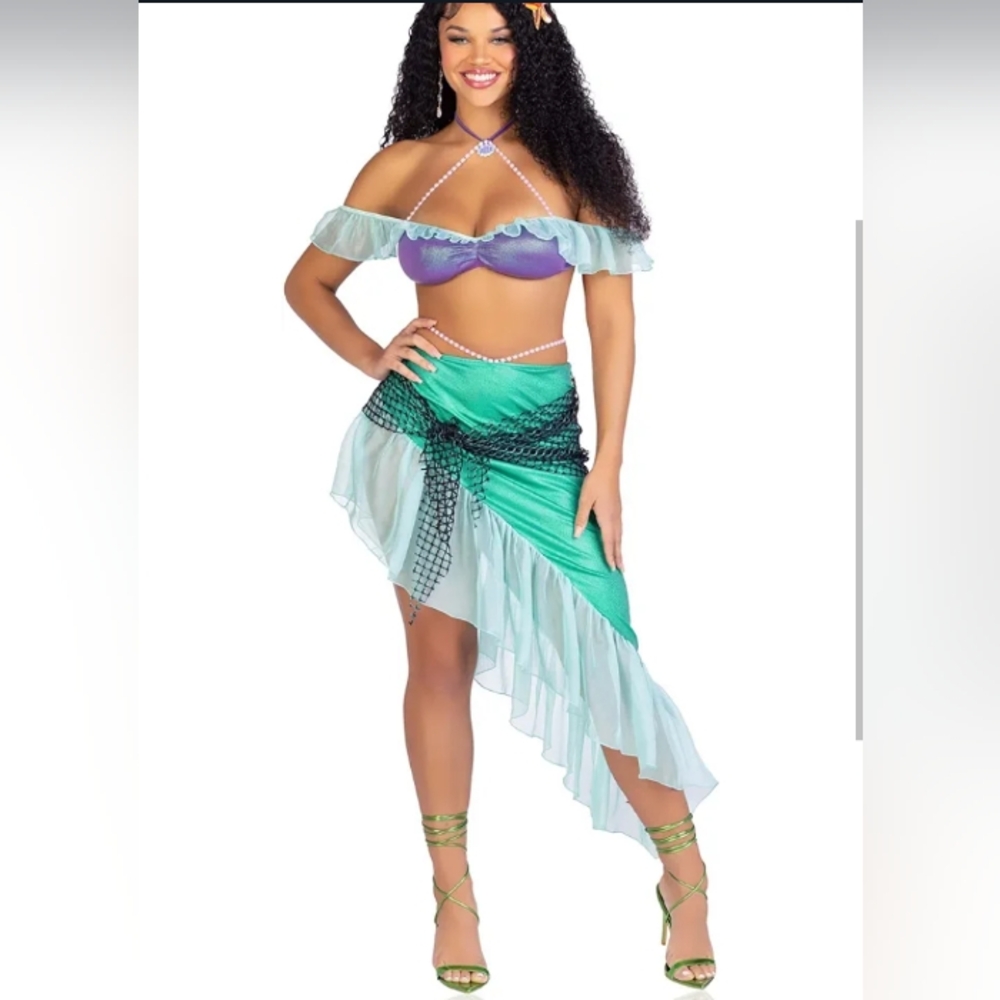 NWT 3 PC Spellbound Mermaid Costume with Cute Sea Star Hair Clip